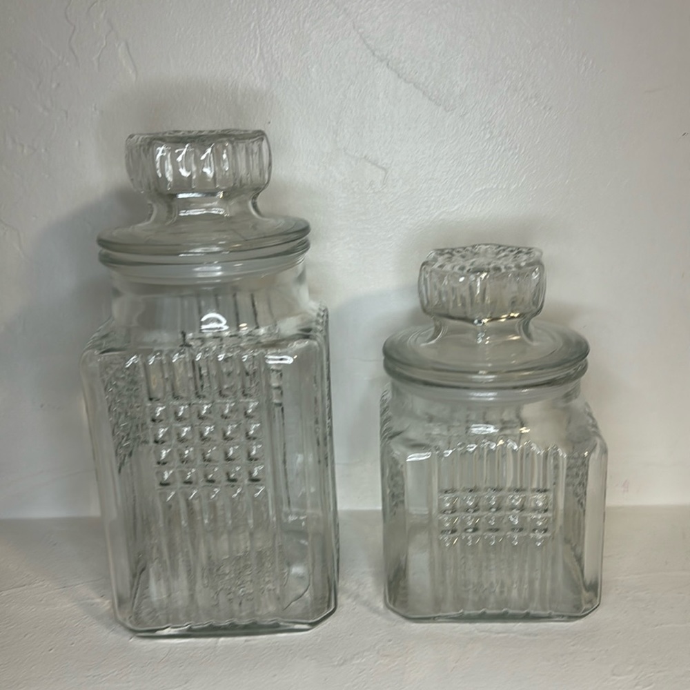 Vintage Koezes glass canister Apothecary jars 2 pc set
